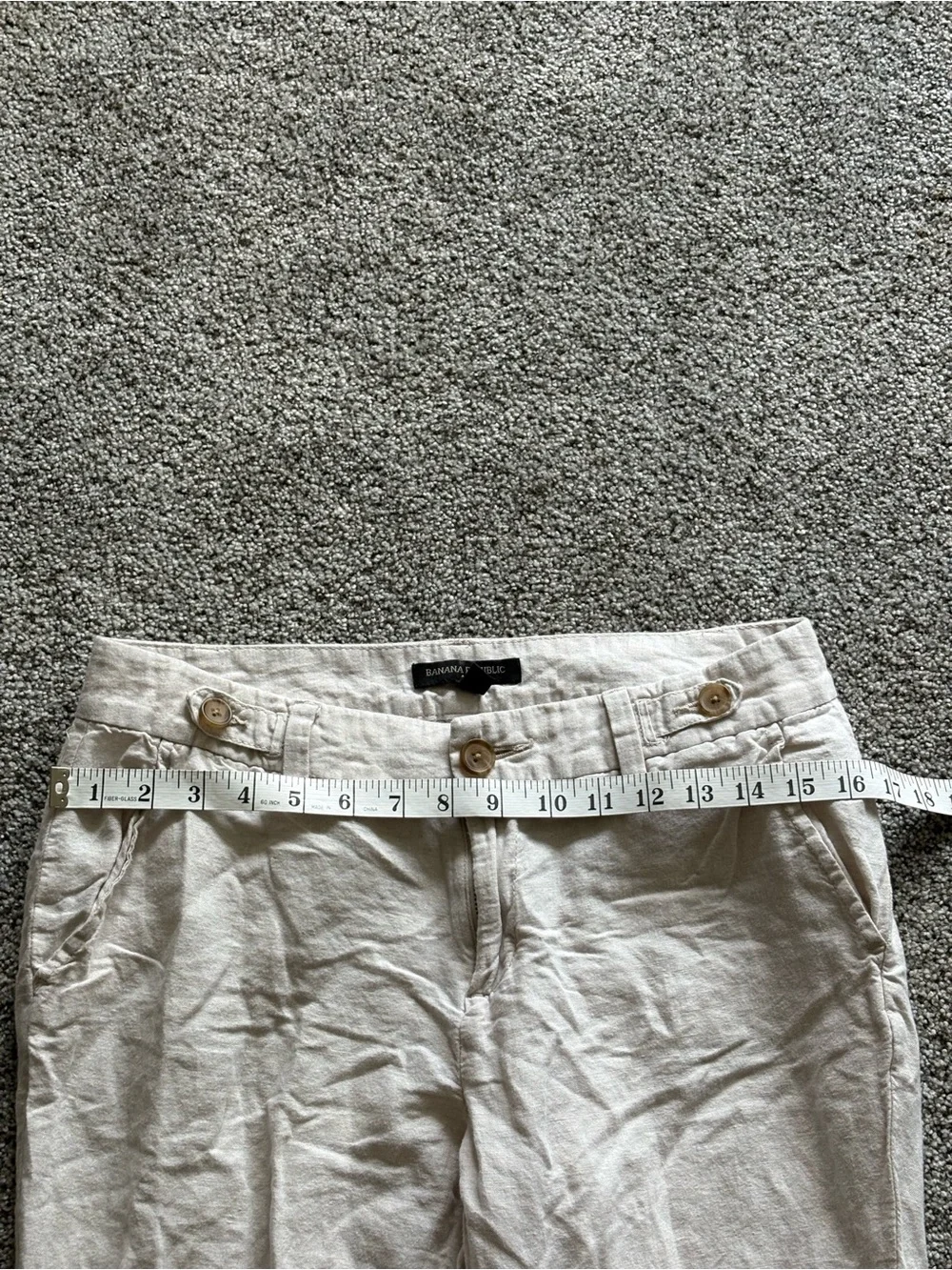 Banana Republic Cropped Linen Blend Pants in Light Beige